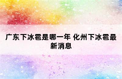广东下冰雹是哪一年 化州下冰雹最新消息